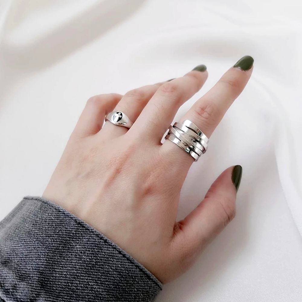 New 925 Silver Multi-Layer Large Open Finger Ring - image 2